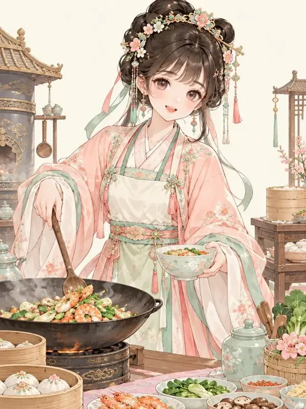 《古风小厨娘》短剧封面海报 - 夜果短剧